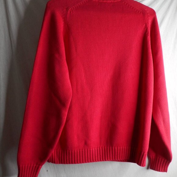 Vintage Lands End Red Raspberry crew neck Sweater 100% cotton Size M 10 - 12 - Picture 3 of 4